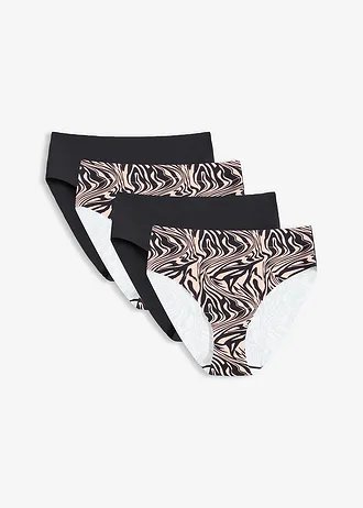 Maxislip (set van 4) • zebraprint zwart • bonprix online shop