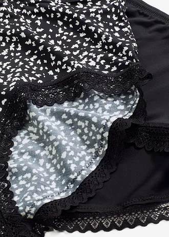Chilot panty maxi cu dantelă (set 4 perechi) • negru-ecru floral • magazin bonprix