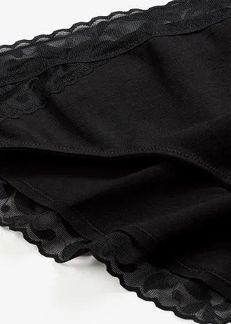 Maxislip met kant (set van 5) • zwart • bonprix online shop