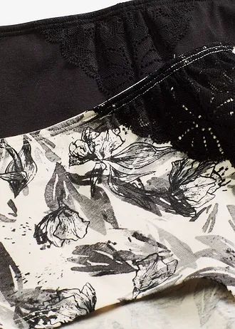 Maxi női alsó (4 db-os csomag) • fekete+natúrbézs-fekete-virágmintás • bonprix áruház