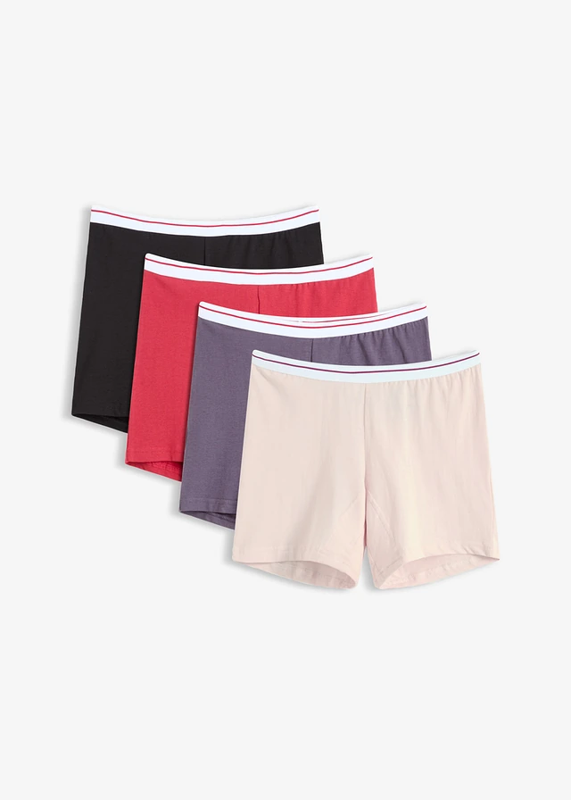 Lot de 4 boxers coton mi-longs pour femme