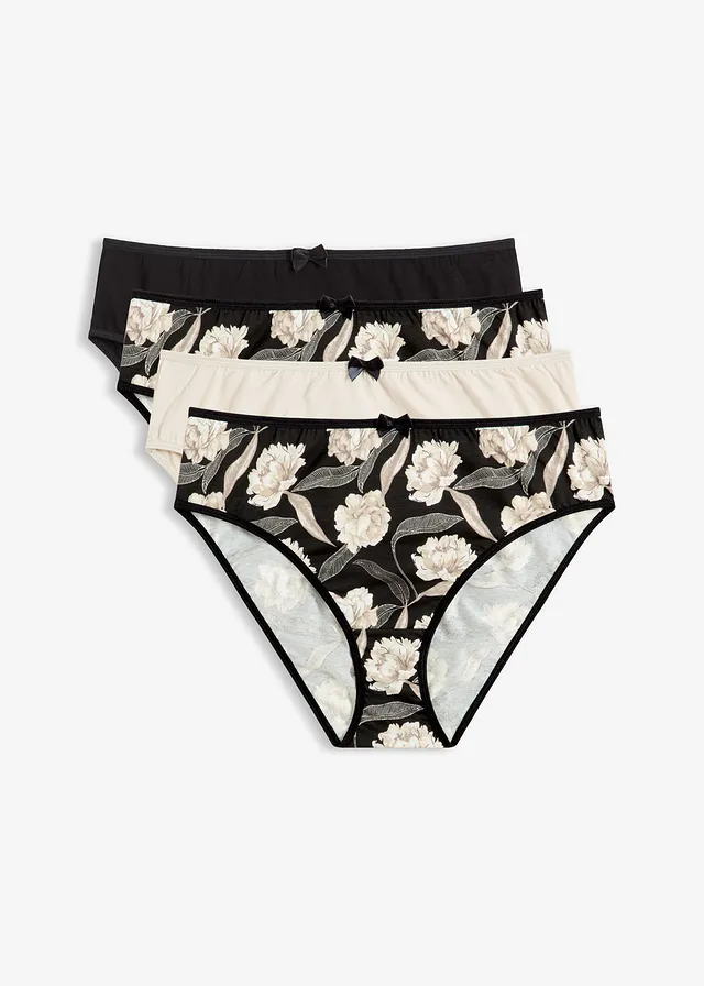 Lot de 4 slips Maxi confortables • noir imprimé • Boutique bonprix