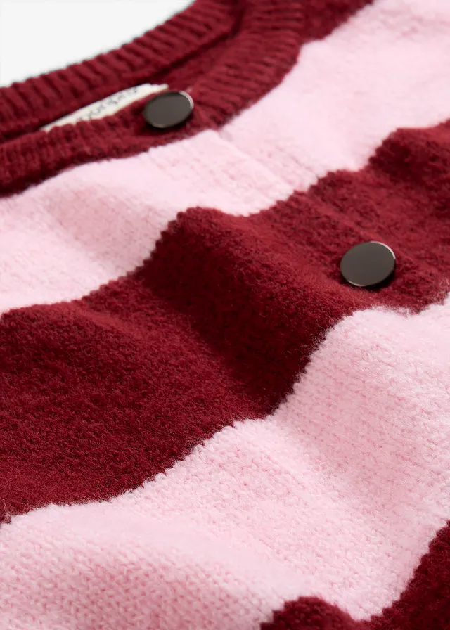 Gilet court en fine maille • rose cristal-rouge rubis rayé • product-page.page-title-suffix