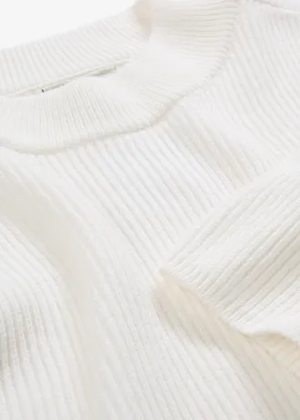 Sweter o pudełkowym kroju z mieszanki wiskozy • biel wełny • sklep bonprix