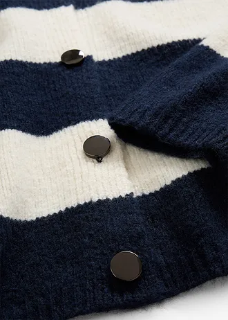 Jachetă scurtă din tricotaj fin • ecru/bleumarin • magazin bonprix