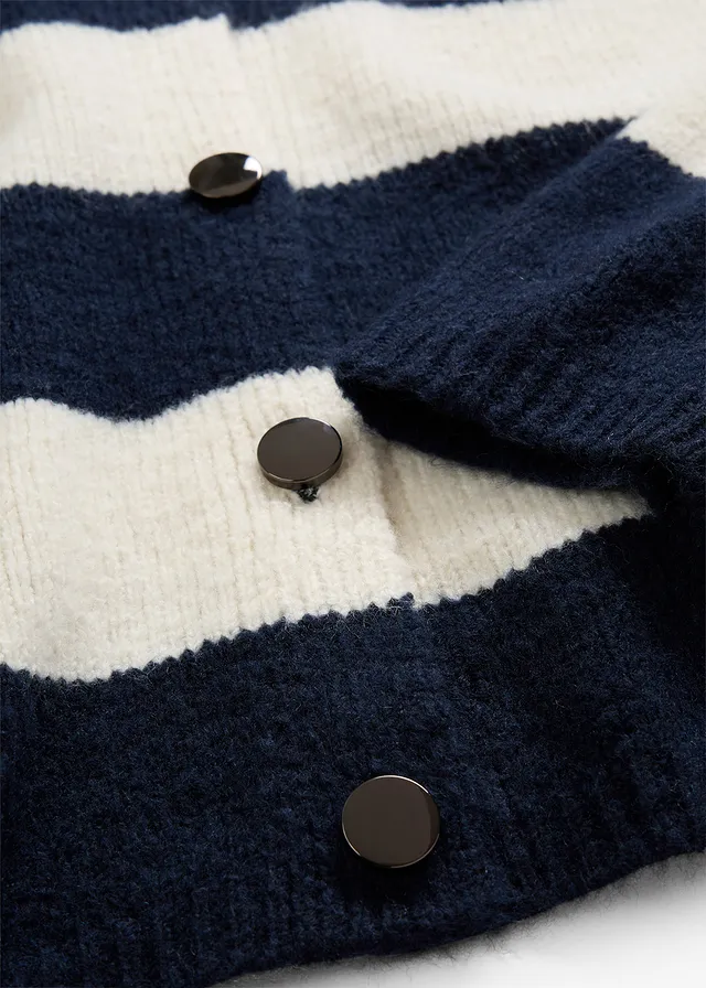Gilet court en fine maille • écru-bleu foncé • product-page.page-title-suffix