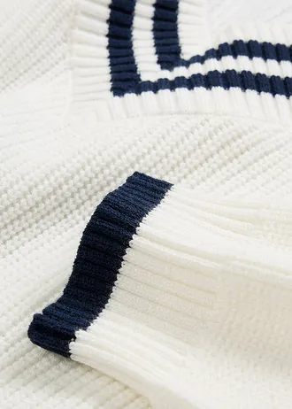 Trui in een viscosemix • wolwit-donkerblauw • bonprix online shop