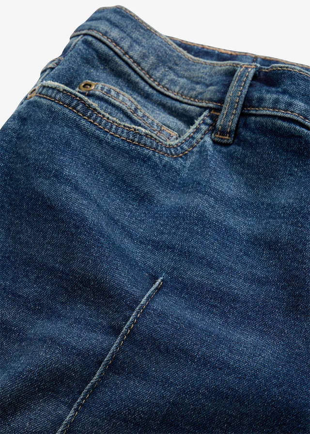 Džíny Wide Leg, Mid Waist, Full Lenght • tmavě modrý denim used • bonprix obchod