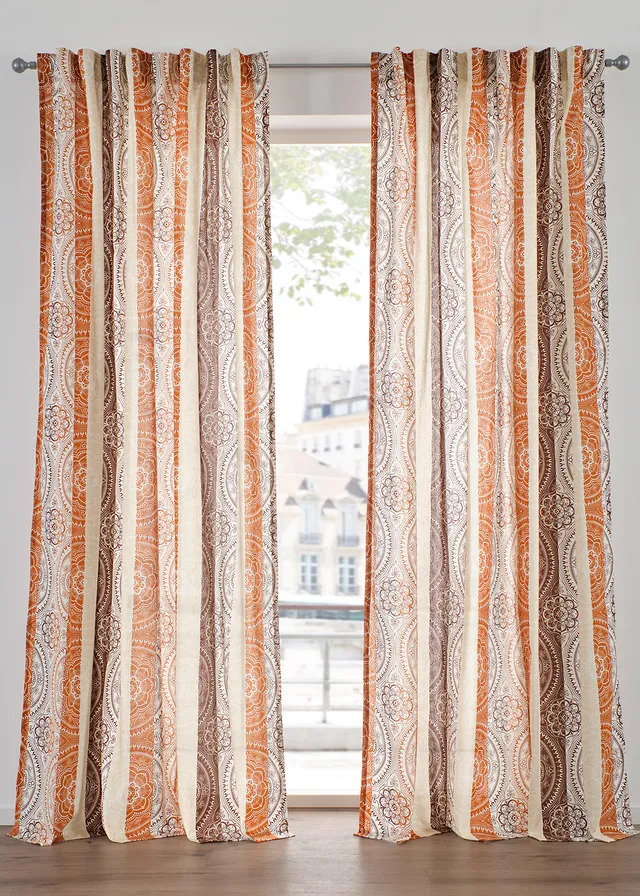 Gordijn met strepen van gerecycled polyester ( 1 stuk) • donkeroranje-donkerrood • bonprix online shop