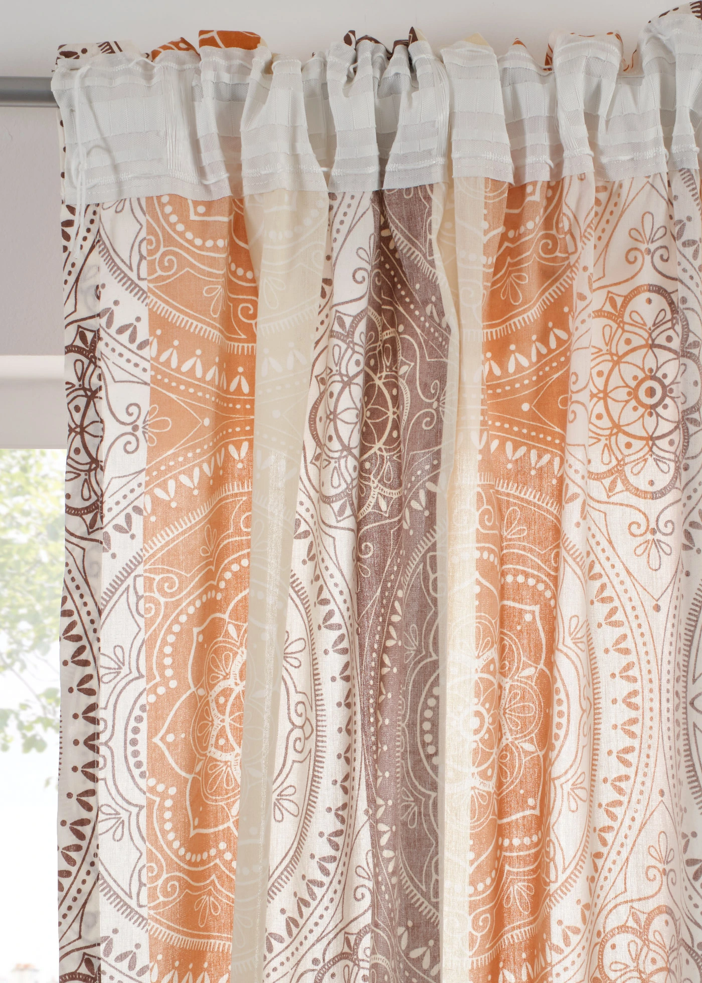 Draperie cu dungi, cu poliester reciclat (1 buc.) • oranj închis-roșu închis • magazin bonprix