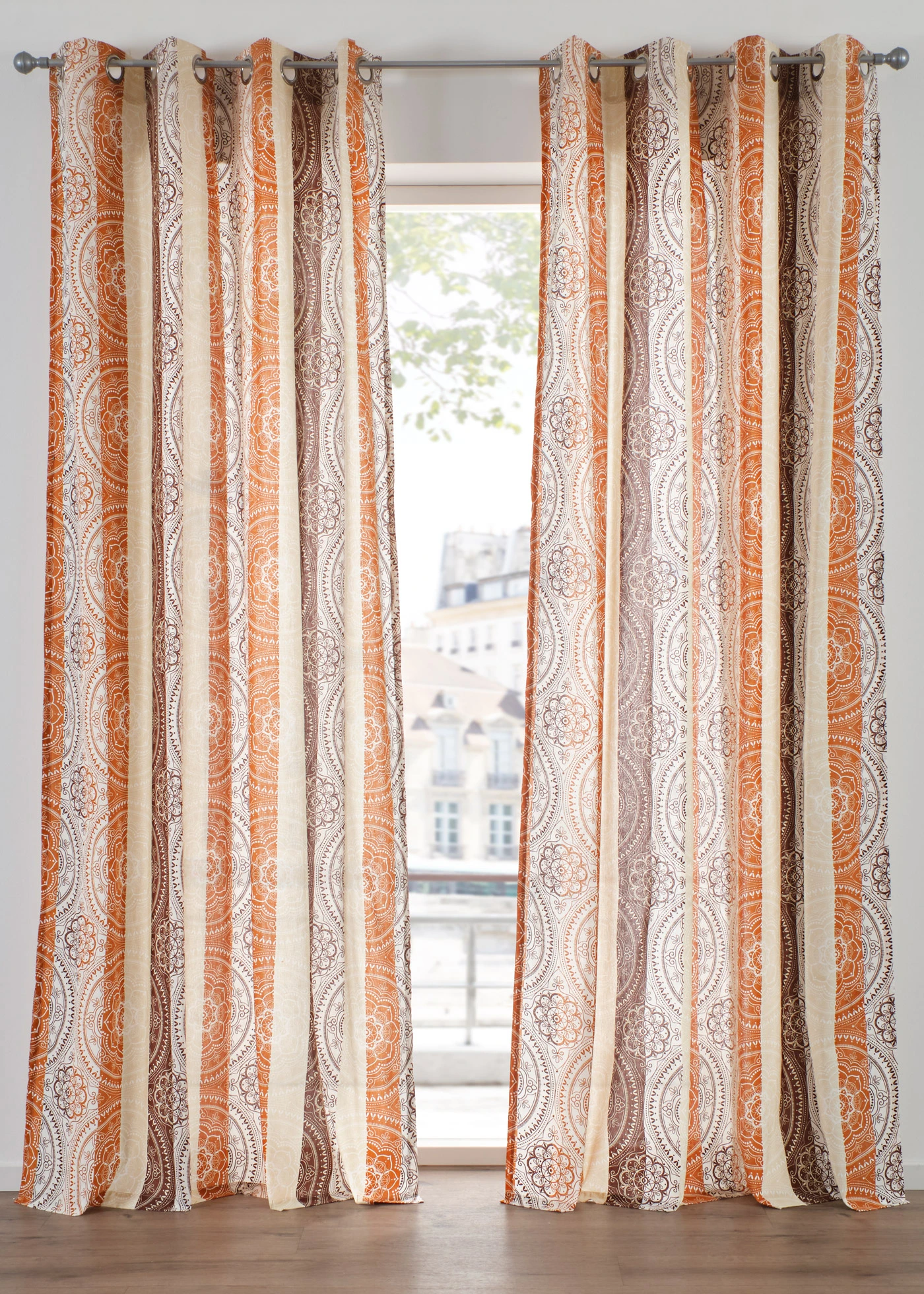 Gordijn met strepen van gerecycled polyester (1 stuk) • donkeroranje-donkerrood • bonprix online shop