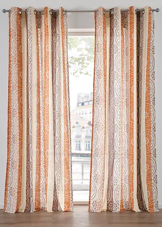 Gordijn met strepen van gerecycled polyester (1 stuk) • donkeroranje-donkerrood • bonprix online shop