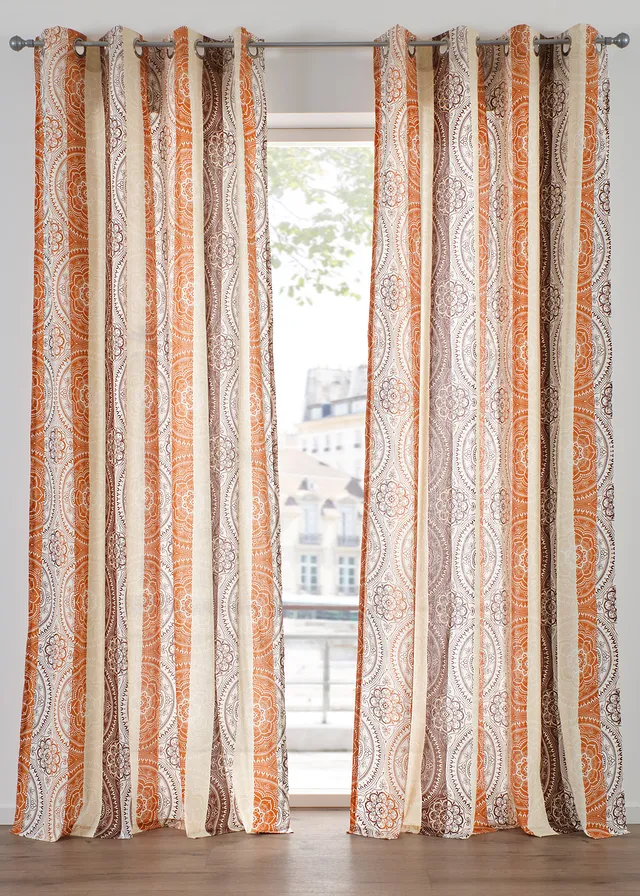 Gordijn met strepen van gerecycled polyester (1 stuk) • donkeroranje-donkerrood • bonprix online shop