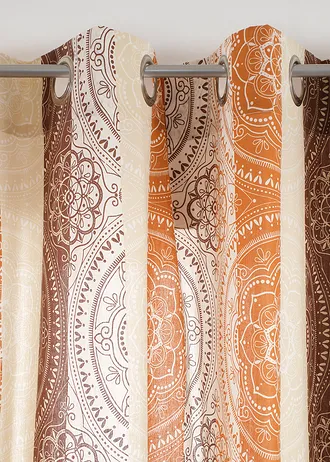 Gordijn met strepen van gerecycled polyester (1 stuk), Kleur: donkeroranje-donkerrood