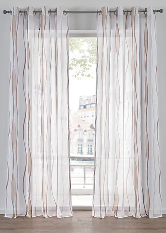 Gordijn met golfmotief (1 stuk) • wit-taupe • bonprix online shop