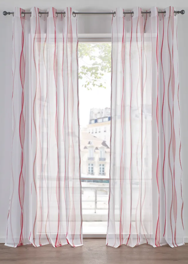 Voilage imprimé vagues (1 pce) • blanc magenta • Boutique bonprix