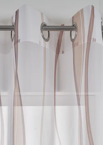 Záclona s vlnovým vzorom (1 ks) • biela-hnedosivá • obchod bonprix