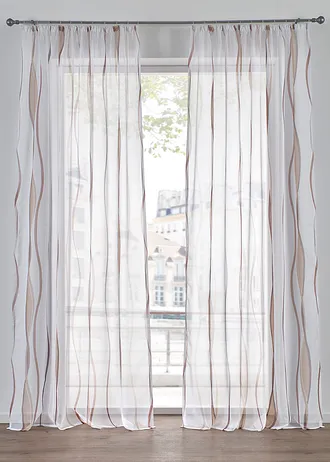 Voilage imprimé vagues (1 pce) • blanc-taupe • Boutique bonprix