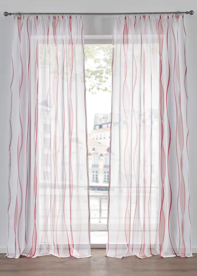 Voilage imprimé vagues (1 pce) • blanc magenta • Boutique bonprix