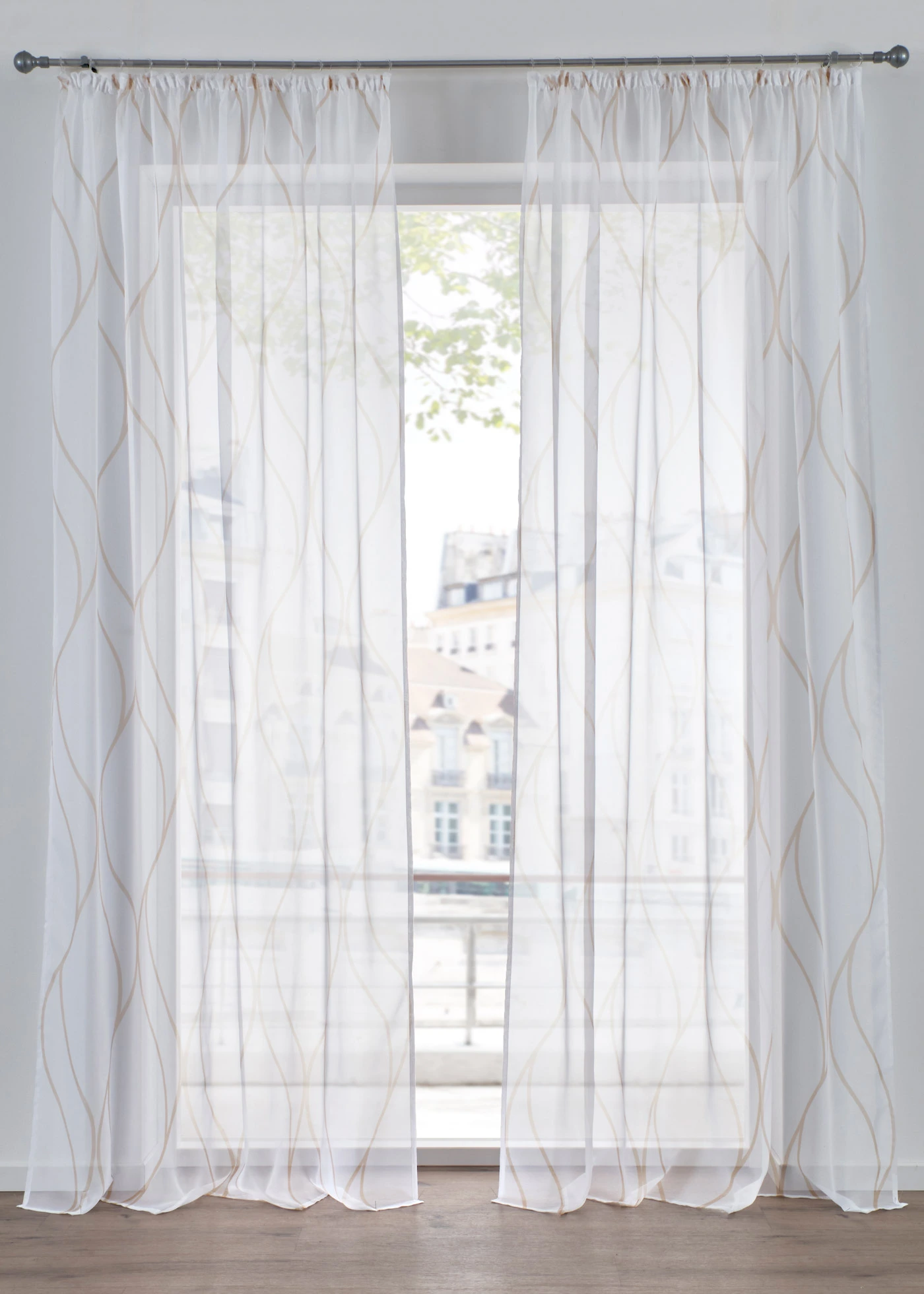 Voilage vagues (1 pce), aussi en XXL • blanc-sable • Boutique bonprix