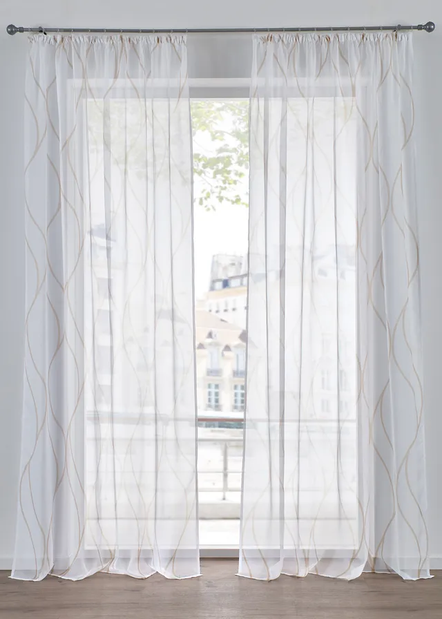 Voilage vagues (1 pce), aussi en XXL • blanc-sable • Boutique bonprix