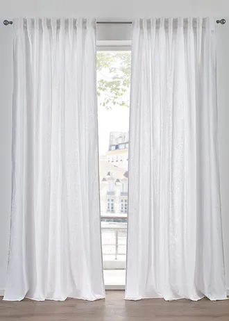 Katoenen gordijn met linnen (1 stuk) • wit • bonprix online shop