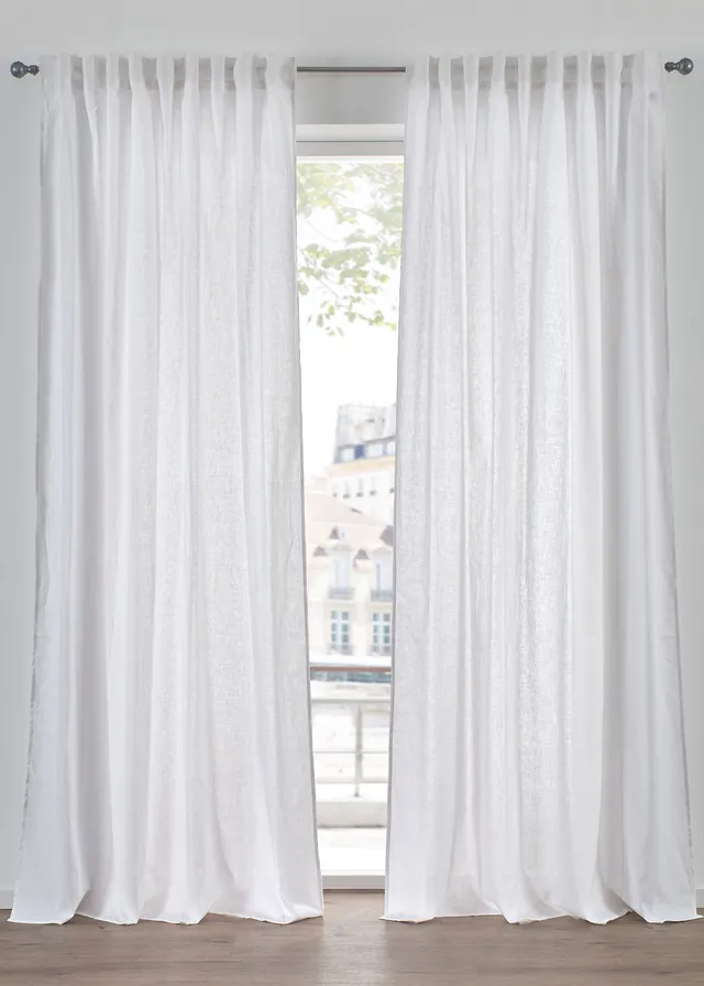 Rideau en lin et coton (1 pce), Couleur: blanc