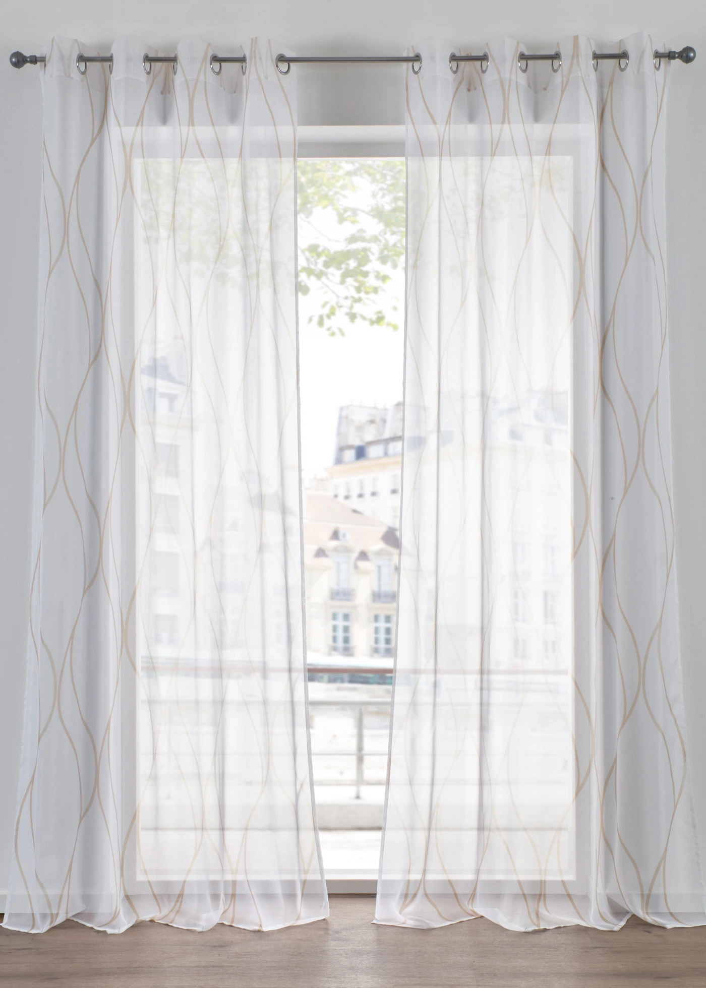 Voilage vagues (1 pce), aussi en XXL • blanc-sable • Boutique bonprix