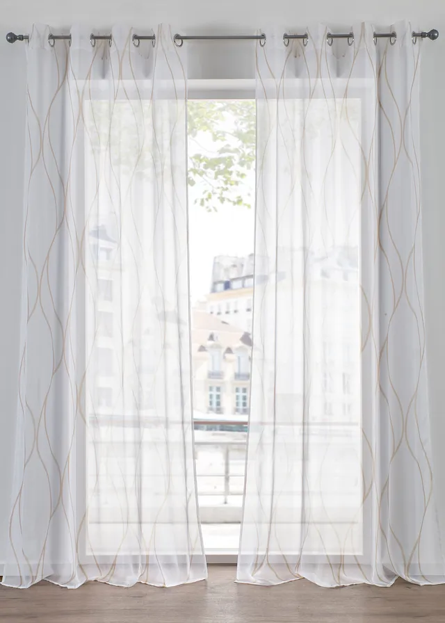Voilage vagues (1 pce), aussi en XXL • blanc-sable • Boutique bonprix