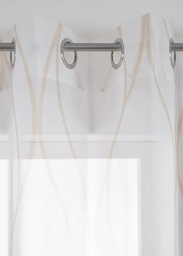 Voilage vagues (1 pce), aussi en XXL, Couleur: blanc-gris