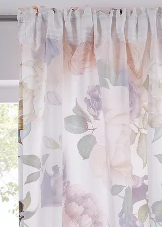 Rideau en microfibre facile d’entretien (2 pces) • crème-orange à fleurs • Boutique bonprix