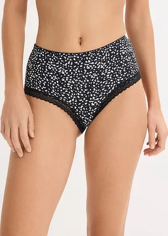Maxi hipster met kant (set van 4) • zwart+wolwit gebloemd • bonprix online shop