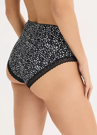 Lot de 4 maxi culottes • noir-écru floral • Boutique bonprix