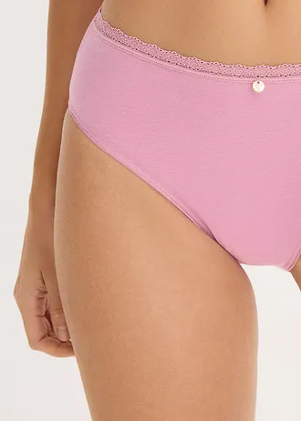 Maxislip met kant (set van 4) • zwart + mauve • bonprix online shop