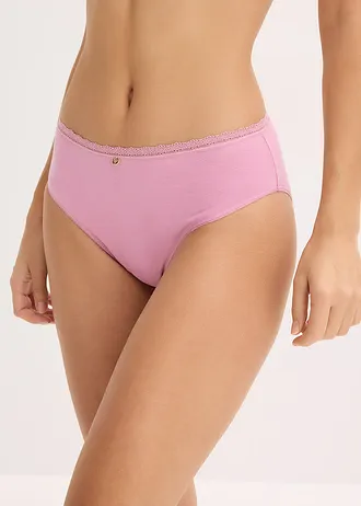 Maxislip met kant (set van 4) • zwart + mauve • bonprix online shop