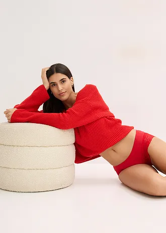 Chilot panty cu dantelă (set/4 buc.) • roșu-salsa • magazin bonprix