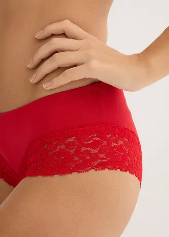Figi panty z koronką (4 pary) • czerwona salsa • sklep bonprix