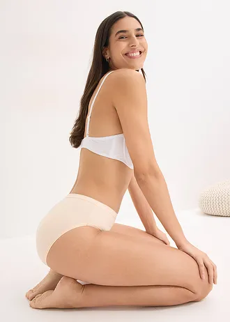 Lot de 4 slips maxi • gris granit + beige nacré + bleu marine • Boutique bonprix