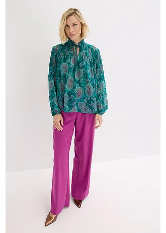 Tuniek van chiffon met paisley, Kleur: donkersmaragd-donkerfuchsia paisley