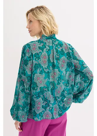 Tuniek van chiffon met paisley, Kleur: donkersmaragd-donkerfuchsia paisley