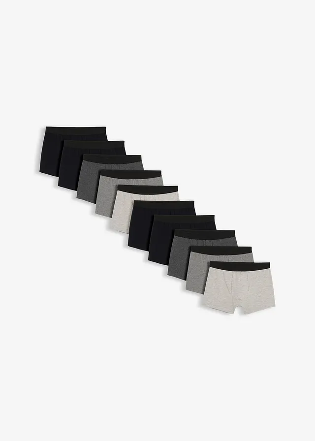 Strakke boxer met katoen (set van 10) • zwart+lichtgrijs gemêleerd+grijs gemêleerd+antraciet gemêleerd • bonprix online shop