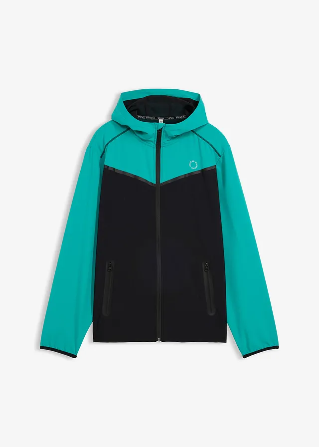 Veste de sport légère pour homme, séchage rapide • noir-émeraude • Boutique bonprix