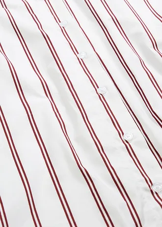 Długa bluzka koszulowa • biały-czerwony rubinowy w paski • sklep bonprix