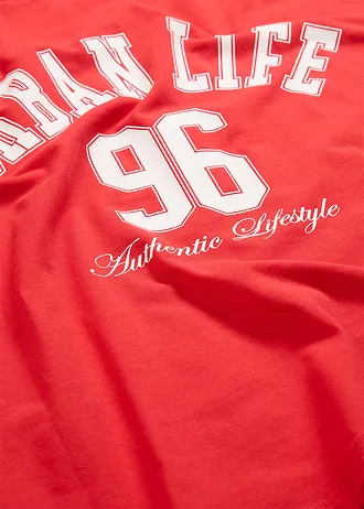 Koszulka oversize • truskawkowy z nadrukiem • sklep bonprix