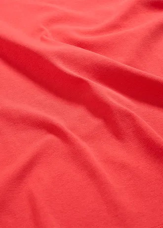 Katoenen longsleeve met ronde hals, Kleur: aardbeirood