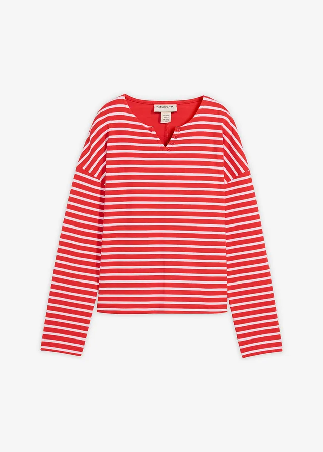 Sweater, Kleur: aardbeirood-wit gestreept