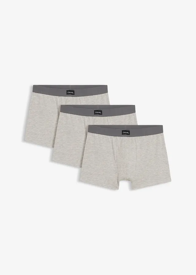 Lot de 3 boxers coton • gris clair chiné • Boutique bonprix