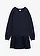 Sweatjurk met geweven rok, Kleur: donkerblauw