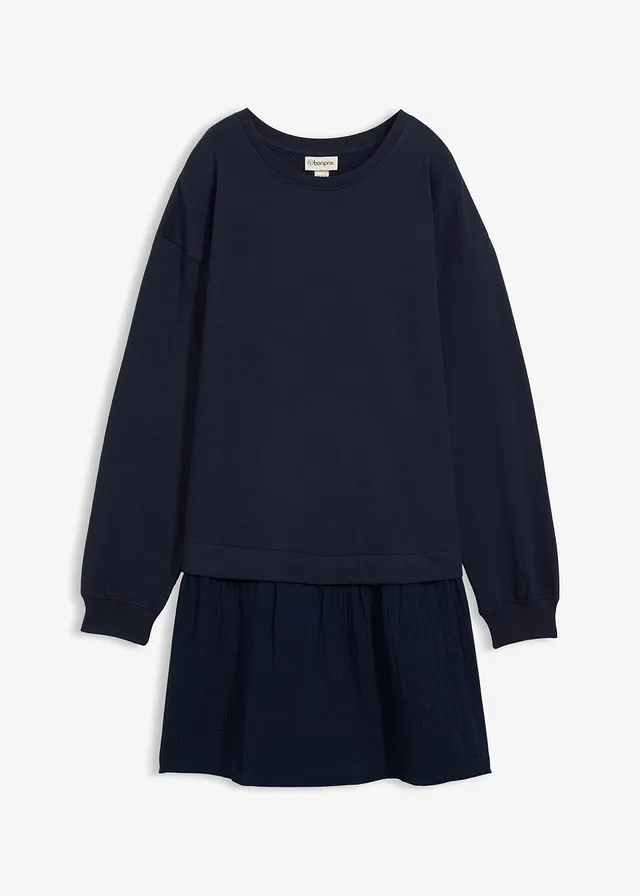 Robe sweat avec jupe tissée