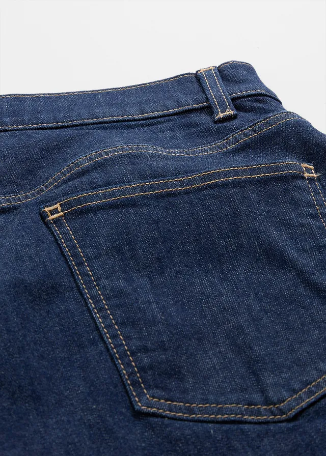 Jean droit loose taille mi-haute, long • bleu foncé denim used • product-page.page-title-suffix